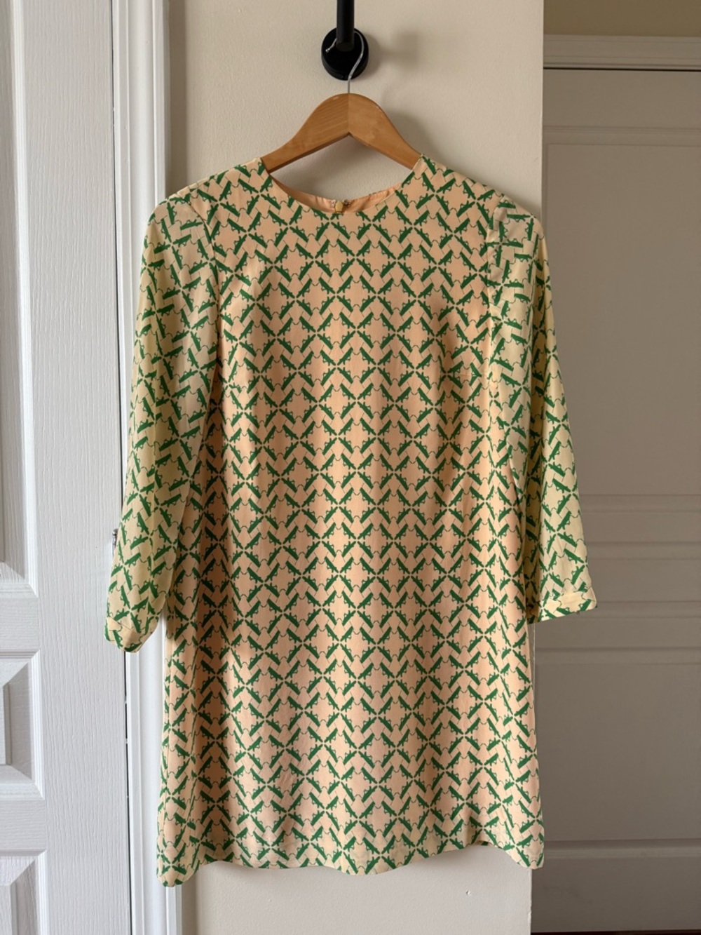 Charlotte by Charlotte Taylor Cream Dress with Green Pattern